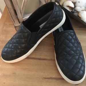 Steve Madden Black Quilted Leather Sneakers